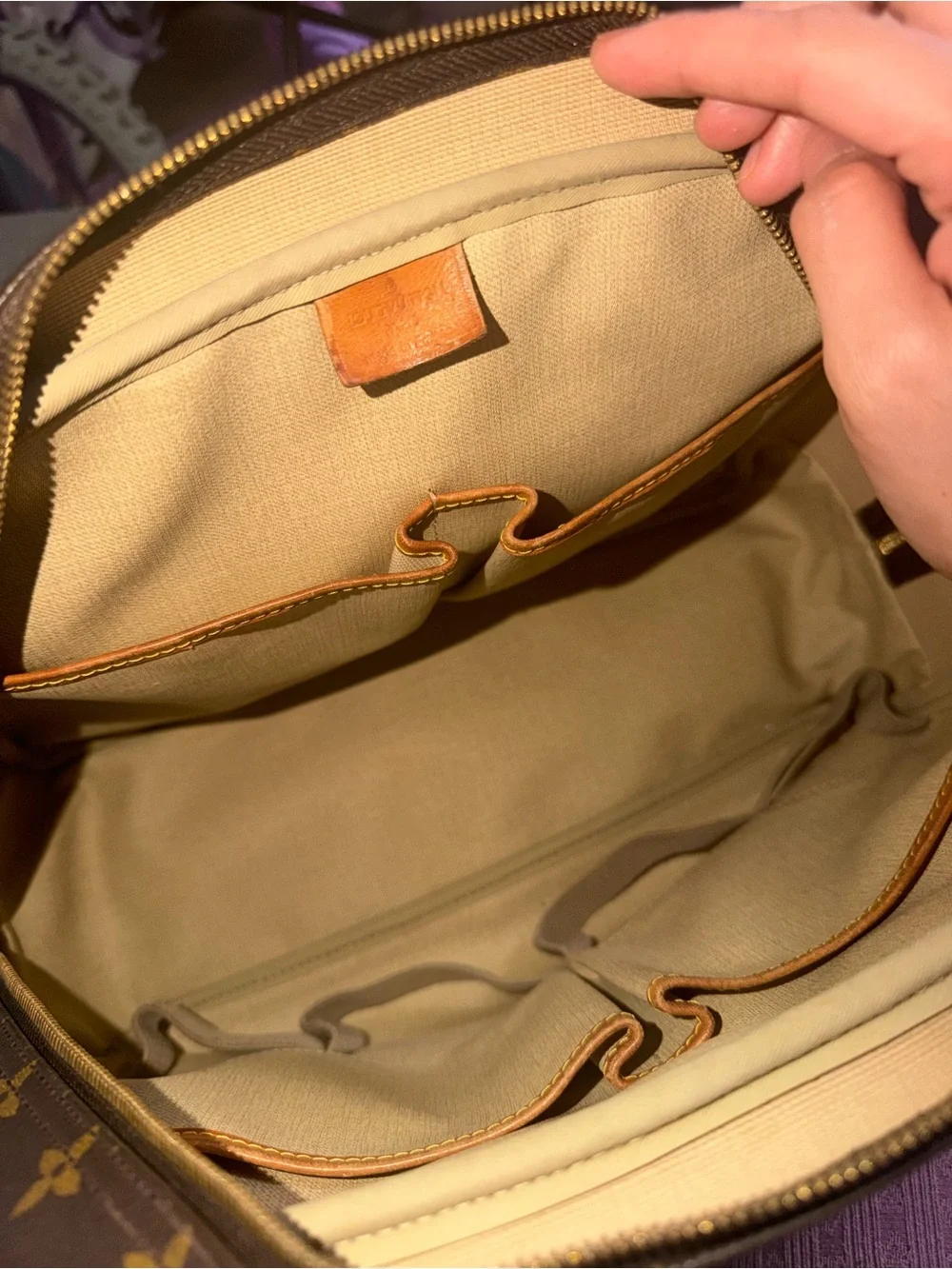 Louis Vuitton Brown Monogram Duffel with Tan Leather Trim